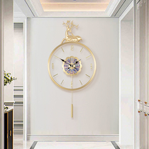 Polaris high-end light luxury pure copper wall clock living room home fashion clock modern simple atmospheric wall clock round