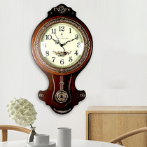 Polaris creative wall clock living room European style modern fashion simple clock bedroom mute wooden quartz clock Wall watch