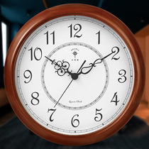 Polaris solid wood wall clock creative mute living room clock Chinese modern simple clock European quartz clock Wooden clock