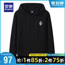 Romon men hooded sweater 2021 autumn new fashion casual printing base shirt young and middle-aged trend top
