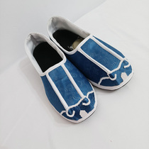 Handmade embroidered shoes for boys blue clouds with Hanfu costume Han elements