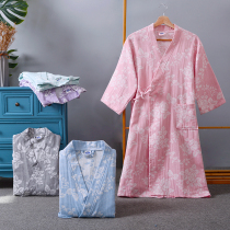 Cotton gauze beauty salon special sweat evaporate clothes bathrobe women kimono robes men can wear bath towel pajamas bathrobe in summer