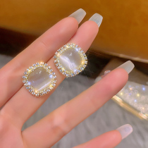 925 silver needle rhinestone opal retro small earrings high-end earrings 2023 new femininity earrings