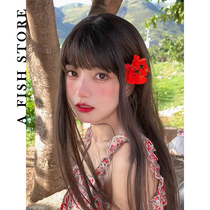 (Hashimoto Ring Nai long model) fish home * New wig daily wig long straight and straight Qi bangs realistic