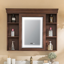American country mirror cabinet rubber wood solid wood mirror cabinet toilet storage locker alone smart mirror cabinet
