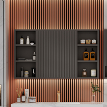  Hidden Feng Shui mirror cabinet Bathroom cabinet Smart solid wood sliding door mirror locker storage Nordic oak mirror cabinet