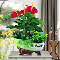 Anthurium simulation plant fake flower simulation flower green plant flower home decoration plastic flower living room decoration fake potted plant