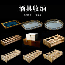 Chihiro elegant white wine cup wine dispenser dustproof storage wooden box Bamboo frame tray creative European-style household storage
