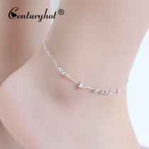 Sterling silver anklet female transfer beads small round beads foot jewelry Korean version of simple women can be lettering for girlfriend New Year gift