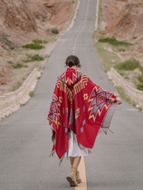 Tibet Qinghai travel shawl ethnic wind cloak thickened warm autumn and winter tassel scarf grassland desert large cloak