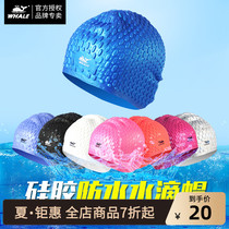 Whale water drops unisex waterproof long hair special hot spring fashion plus size silicone swimming cap