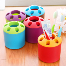 Creative porous toothpaste toothbrush holder couple tooth holder multifunctional desktop storage pen holder storage box storage rack