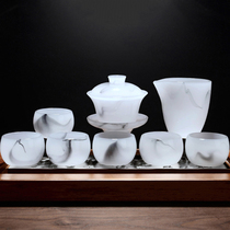 RSEMNIA high-grade white jade porcelain glazed tea set home office kung fu tea cup tea cup Cup Glass Bowl