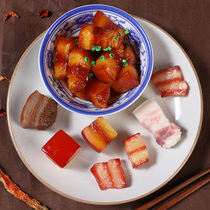 Simulated braised pork fake meat pieces twice-cooked meat model small meat slices Dongpo pork pork belly kitchen dishes props photography