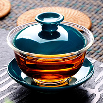 Zuo Ming right device Jingdezhen heat-resistant glass teacup Bowl single three tea bowl small kung fu tea set transparent
