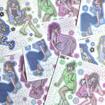 25 MINT RABBIT HANDS TENT SOUTH KOREA DOMI BOW TIE GIRL LASER WATERPROOF STICKERS INWIND CARD CHASING STAR STICKERS