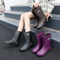 Japanese rain shoes womens short tube water shoes Rain boots medium tube high tube rain shoes Waterproof non-slip wear-resistant low-top galoshes