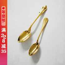 Exquisite dessert coffee spoon gold European small luxury high-end restaurant creative 304 stainless steel good looking birds nest spoon