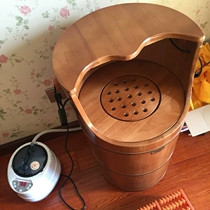Multifunctional oak fir fumigation bucket plus high foot bath wooden bucket with stool Foot bath bucket Steaming foot bucket