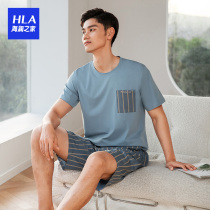 HLA Heilan House Mens Short Sleeve Shorts Crew Neck Set Comfortable Breathable Pajamas Loungewear Set