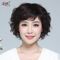 Wig female short hair short curly hair real hair silk long hair middle-aged and elderly mother full real hair full head cover natural fluffy