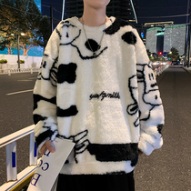 Autumn and winter lamb velvet men long sleeve ins Korean version of Chaogang wind loose net red High Street Tide brand Japanese coat