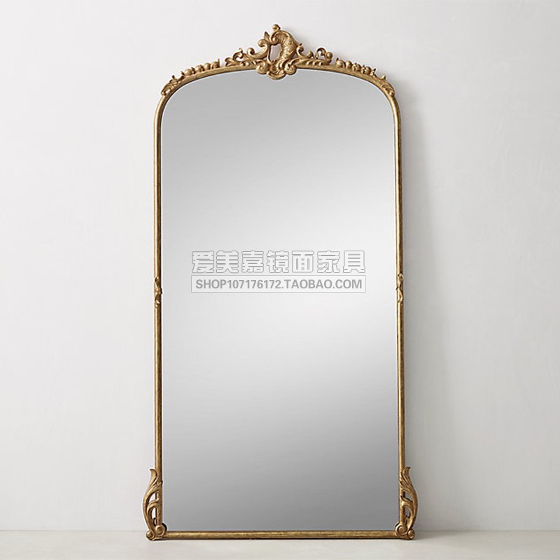 European retro carved floor-to-ceiling full-length mirror gold to do old clothing store large mirror model room cloakroom audition