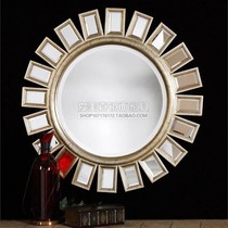 European simple foyer porch entrance decorative mirror American living room fireplace hanging mirror background wall round sunflower meal side mirror