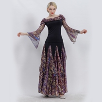 2021 spring and summer new modern dance practice dress set ballroom dance big swing skirt sequins square dance national standard skirt