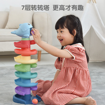 6 months baby slide turn to music baby Net red toy track ball tower early education stacked Cup childrens puzzle