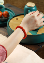 Yuan Ting Baoshan Nanhong hand string womens single circle collection grade full color meat Fidelity Persimmon agate bracelet