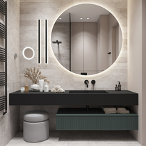 Light luxury Rock board bathroom cabinet combination modern simple toilet solid wood wash table Nordic hand wash basin customization