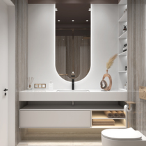 Modern light luxury Rock board bathroom cabinet toilet hand washing face washing table cabinet smart mirror combination solid wood bathroom cabinet