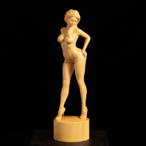 Small leaf boxwood carving boutique solid wood characters Chinese living room carving handicrafts handle beautiful model ornaments