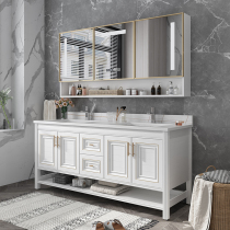 Simple modern bathroom cabinet combination toilet rock board double basin floor aluminum alloy hand wash table washbasin bathroom cabinet