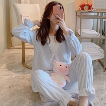  Coral velvet pajamas womens winter thickened flannel princess style sweet and cute suit home clothes spring and autumn and winter