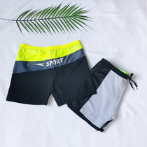 Mens swimming trunks youth drawstring lace elastic comfortable boxer anti-embarrassing fashion diving swimming equipment