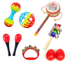 Baby sand hammer hand bell red toy newborn baby hand grip and listen to chase vision early education training