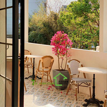 Café Café Cane Chair Restaurant Net Red Milk Tea Shop Dining folk Balcony Open-air Retro outdoor garden table and chairs