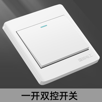Elegant white one-open dual-control fluorescent switch socket 86 type wall switch socket panel