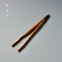 Large lacquer handmade bamboo tea clip Taiwan Liao Yi male master handmade works tea cup clip six gentlemen tea ceremony accessories