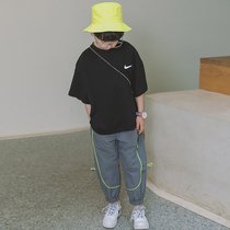 Childrens clothing 2022 summer clothes new wave Cool handsome boy short sleeve suit Sport summer thin clothes boy