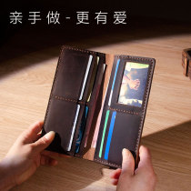 diy material bag homemade mens length wallet money clip custom retro genuine leather handmade homemade buffalo leather