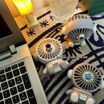 Astronaut Mini Fan Mute Office Table Student Dormitory Usb Charging Handheld Cartoon Astronaut
