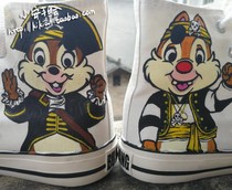 No. 39 (Xiaoan hand-painted) Chichiti Fierce Pirate Squirrel Brothers High Gang Lace-up Canvas Shoes Customized