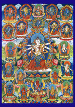 The 21 God of Fortune Buddha statue portrait Photo paper printing Plastic sealing to do hanging painting core scroll