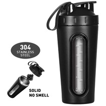 NINJAPANDA stainless steel shaking Cup CrossFit fitness water bottle with scale milkshake stirring protein powder through
