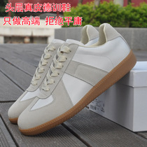 REKONMOCE genuine leather training shoes men and women small white shoes retro sports casual board shoes mm6 German training shoes
