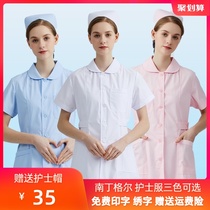 Nightingale nurse uniform summer womens short sleeve white doll collar slim body beauty salon internship hospital overalls hot sale
