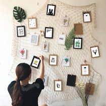 Dormitory Dining Room Wall Decoration Photo Frame Hemp Rope Fishing Net Photo Wall Clip Creativity Hanging Side Wall Without Mark